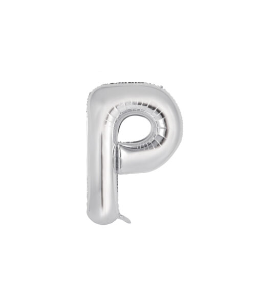 Silver foil balloon in letter "P" design