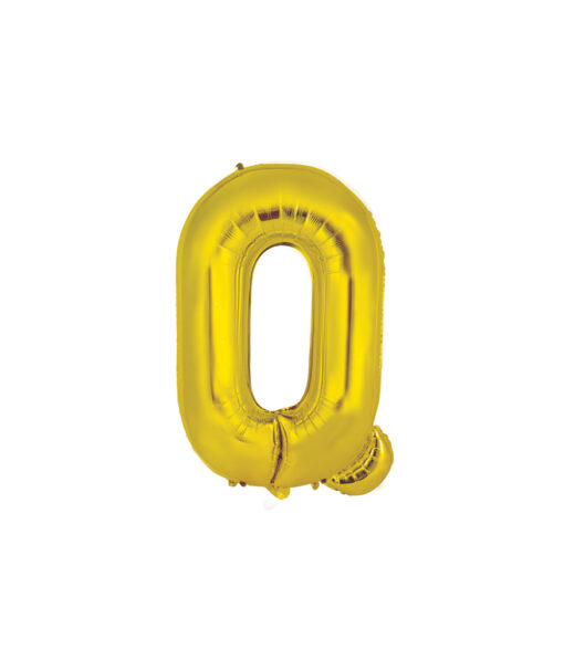 Gold foil balloon in letter "Q" design