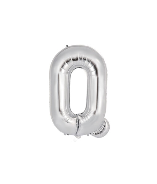 Silver foil balloon in letter "Q" design