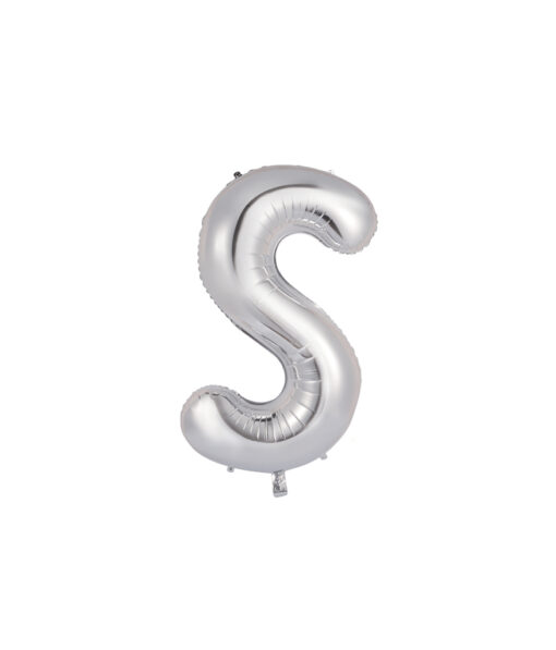 Silver foil balloon in letter "S" design