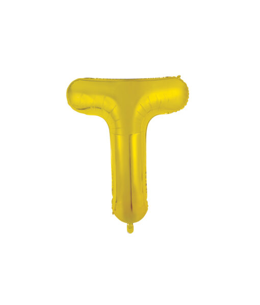 Gold foil balloon in letter "T" design