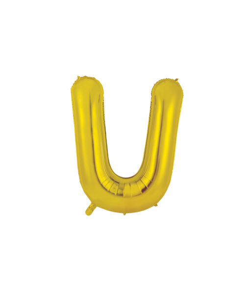 Gold foil balloon in letter "U" design