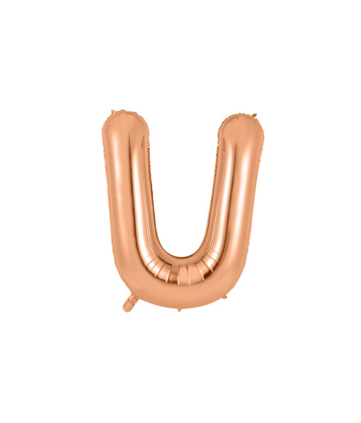 Rose gold foil balloon in letter "U" design