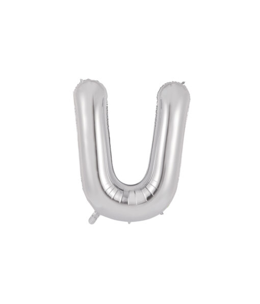 Silver foil balloon in letter "U" design