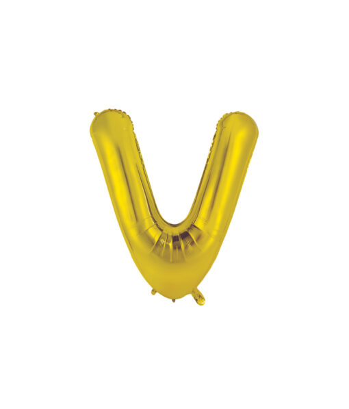 Gold foil balloon in letter "V" design