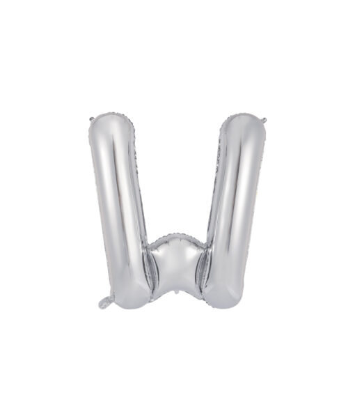 Silver foil balloon in letter "W" design