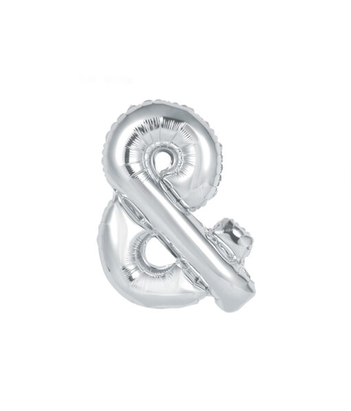Silver foil balloon in symbol "&" design