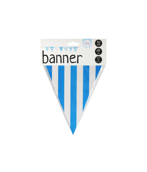 White and blue striped flag banner buntings coming in pack of 10