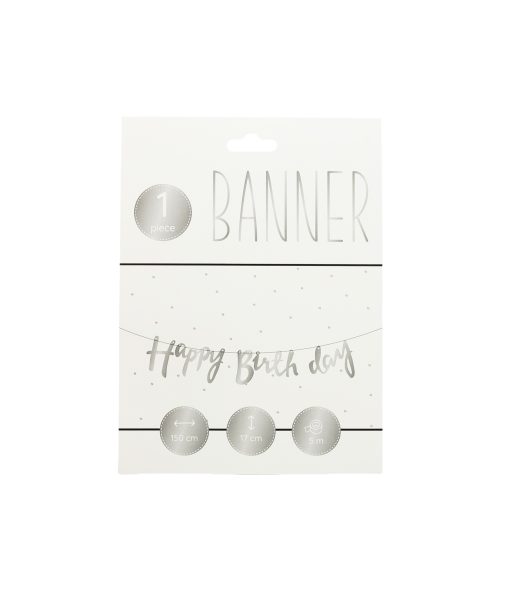 Silver Happy Birthday Banner