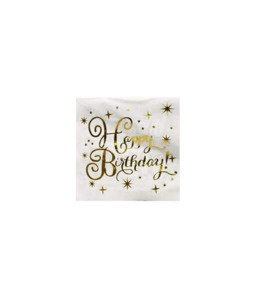 Gold Happy Birthday paper napkins coming in pack of 20