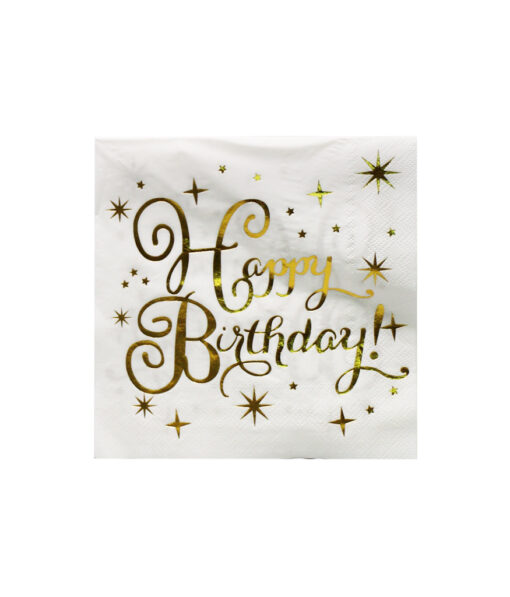 Gold Happy Birthday large paper napkins coming in pack of 20