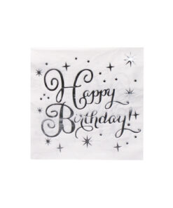 Silver Happy Birthday large paper napkins coming in pack of 20