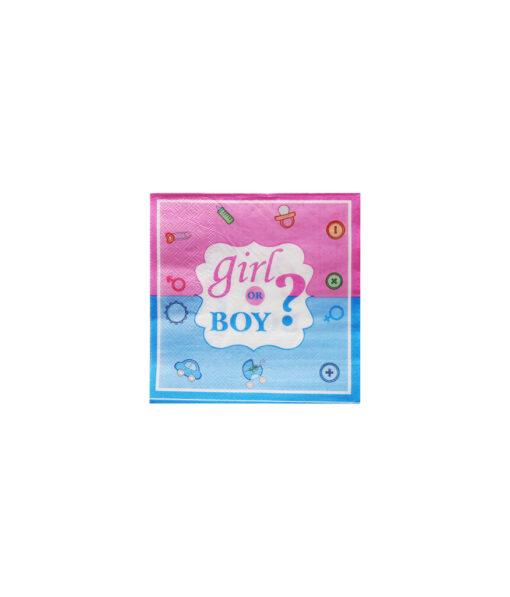 Boy or girl small paper napkins in blue and pink colour coming in pack of 20