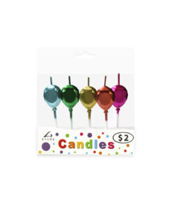 Metallic diamond balloon pick candles in blue, green, yellow, orange, and hot pink colour coming in pack of 5