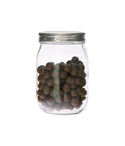 Glass storage jar with silver tin lid in capacity of 960ml