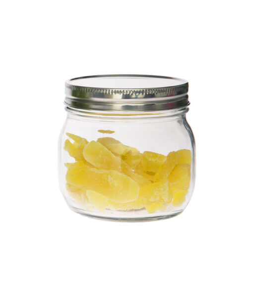 Glass storage jar with silver tin lid in capacity of 430ml