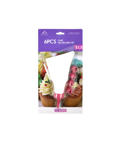 Cake decorating set with piping bag and 5 assorted piping tips