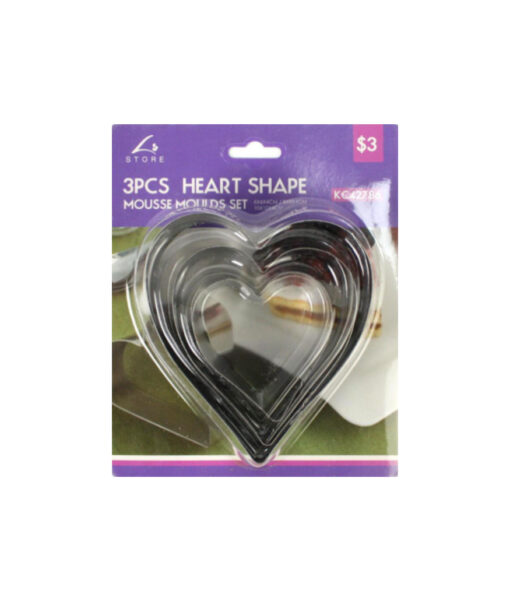 Heart shape mousse mould in pack of 3