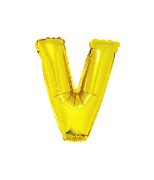 Gold Air Fill Letter V Balloon