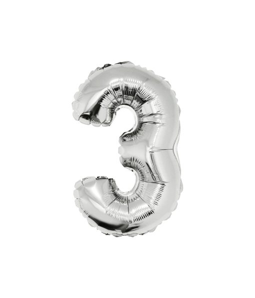 Silver Air Fill Number 3 Balloon