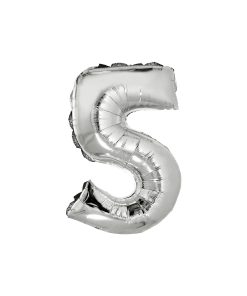 Silver Air Fill Number 5 Balloon