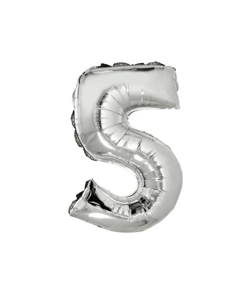 Silver Air Fill Number 5 Balloon