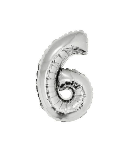 Silver Air Fill Number 6 Balloon