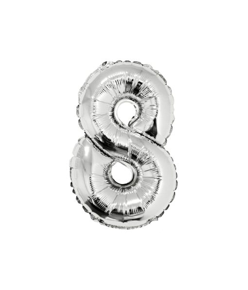 Silver Air Fill Number 8 Balloon