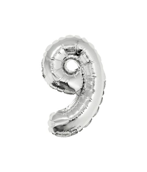 Silver Air Fill Number 9 Balloon