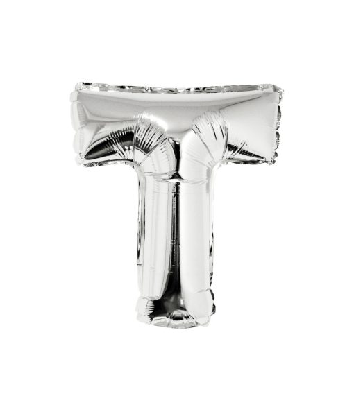 Silver Air Fill Letter T Balloon