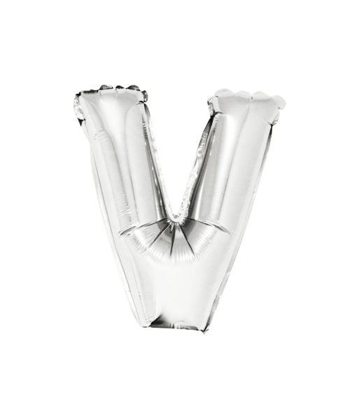 Silver Air Fill Letter V Balloon