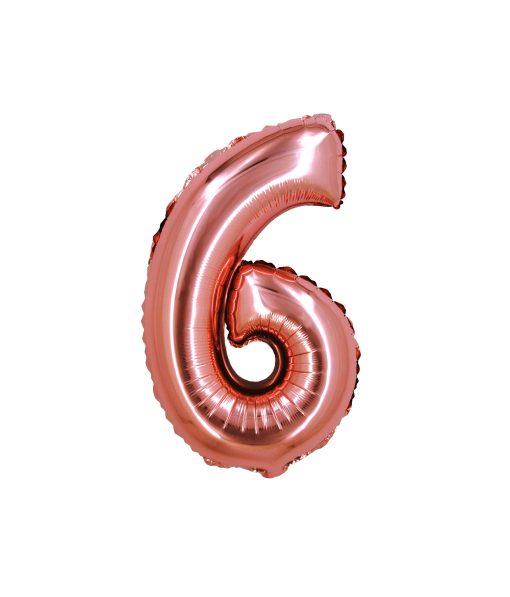 Rose Gold Air Fill Number 6 Balloon
