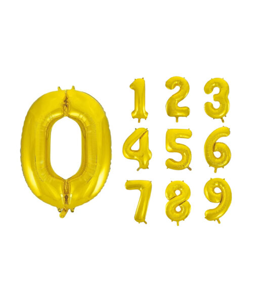 Gold helium filled foil balloons in number design