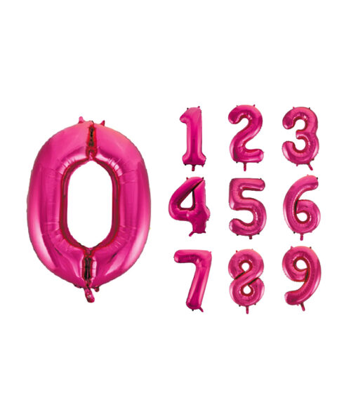 Hot pink helium filled foil balloons in number design