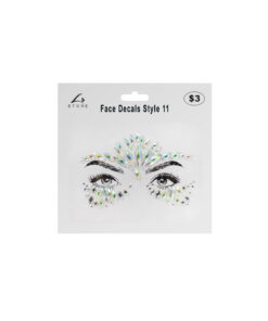 Face decal rhinestones in silver and iridescent colour