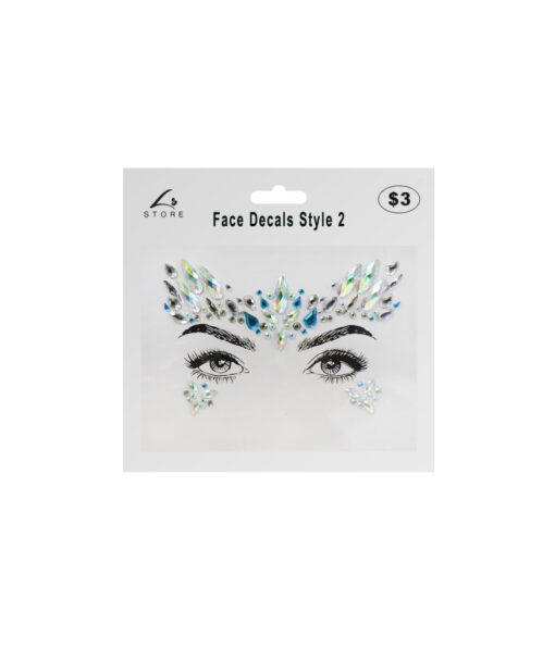 Face decal rhinestones in blue and iridescent colour