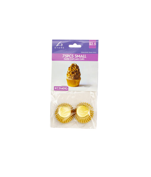 Gold Small Paper Cupcake Cups 75pcs