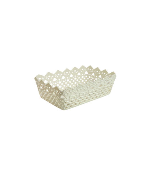 Cream Plastic Storage Bin 24.5x15.2x9.2cm