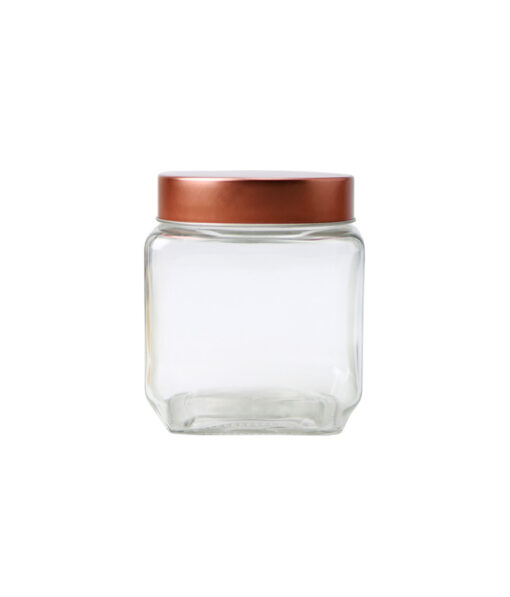 Glass Storage Jar With Copper Lid 9x9x10.9cm