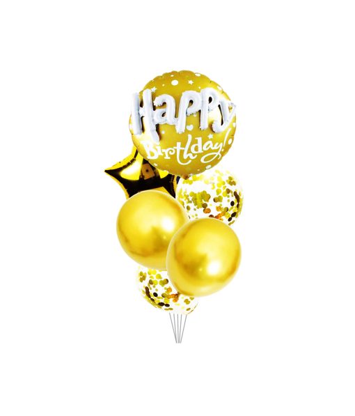 Gold Happy Birthday Balloon Set 6pc