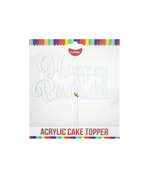 White Acrylic Happy Birthday Topper