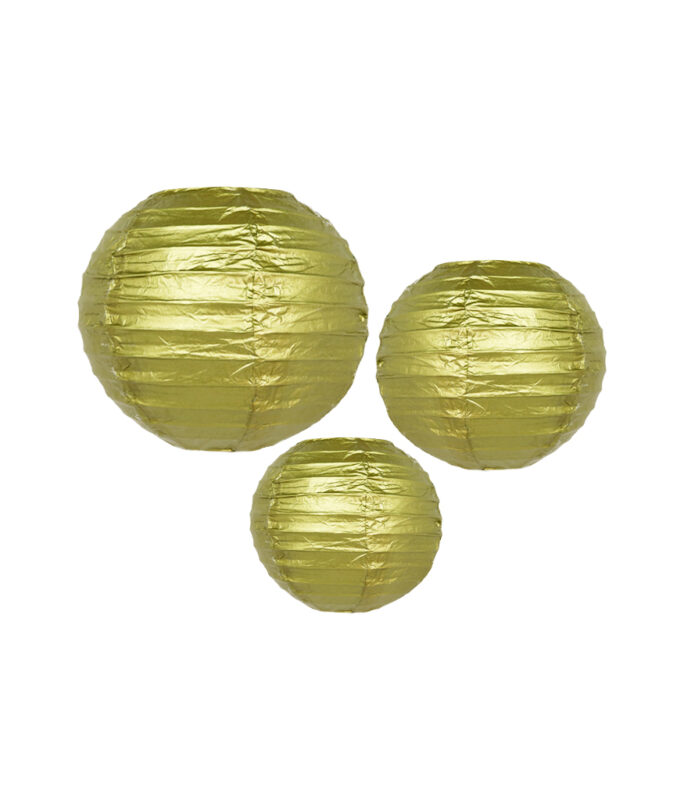 Gold Round Paper Lantern Set 3pc – LookSharpStore