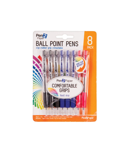 Ball Point Pens With Soft Grip 6pk