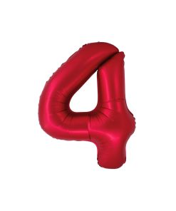 Matte Red Number 4 Balloon