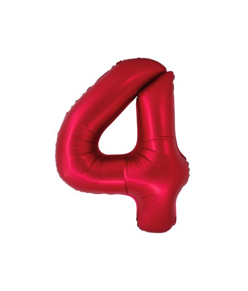 Matte Red Number 4 Balloon