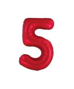 Matte Red Number 5 Balloon