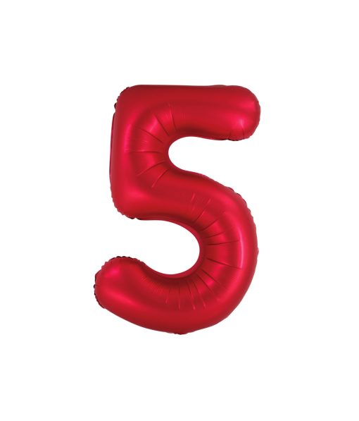 Matte Red Number 5 Balloon