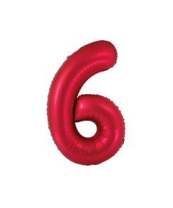 Matte Red Number 6 Balloon