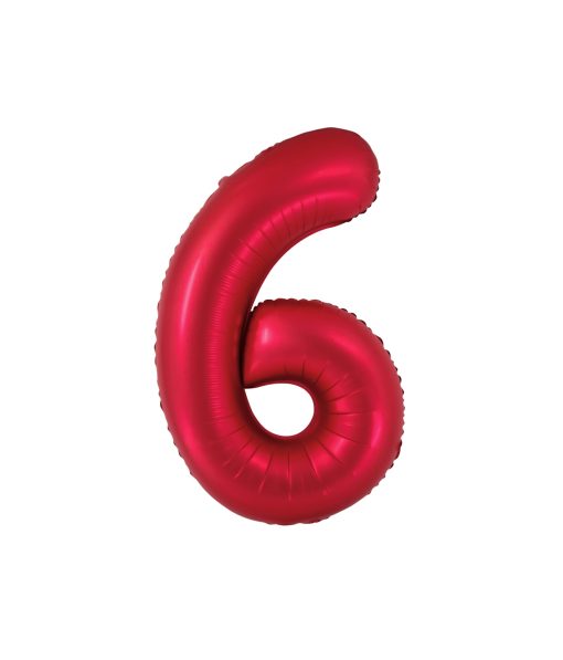 Matte Red Number 6 Balloon