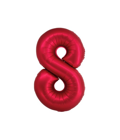 Matte Red Number 8 Balloon